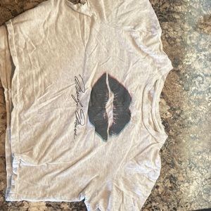 Marilyn Monroe “signed” crop top, medium, gray with lipstick